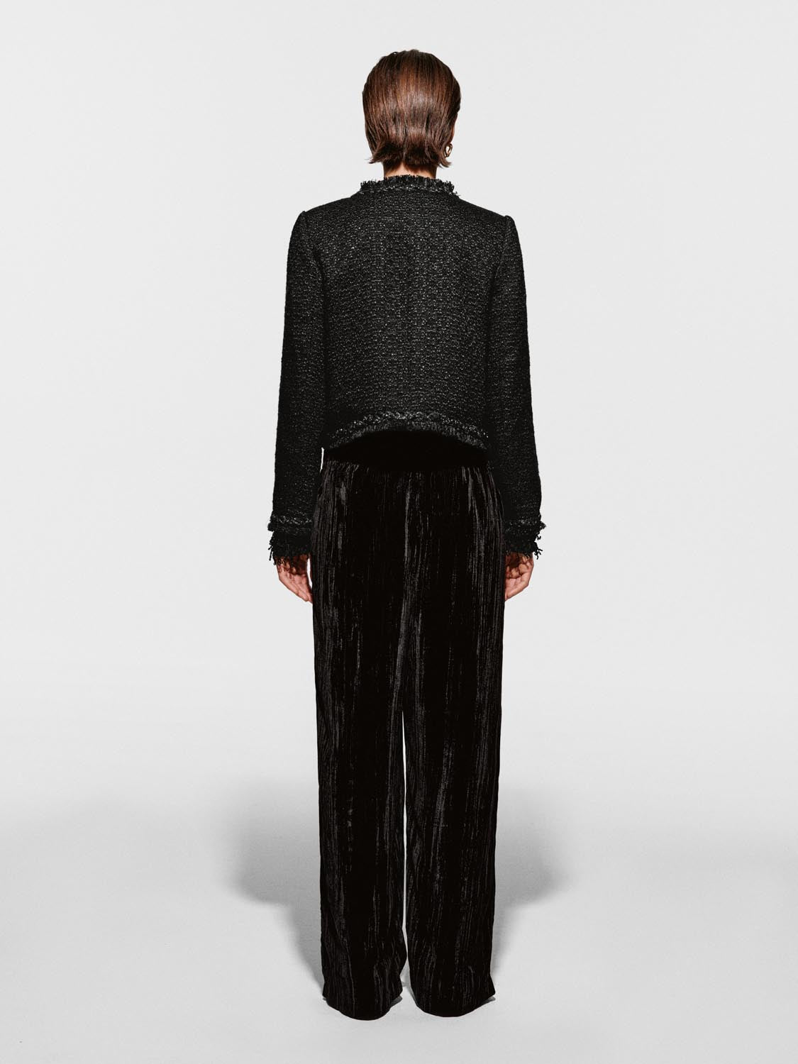 Fringed Patch Pockets Tweed Jackets