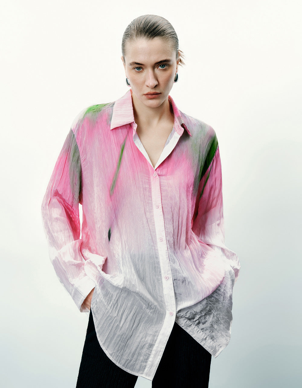 Printed Button Up Lapel Shirt