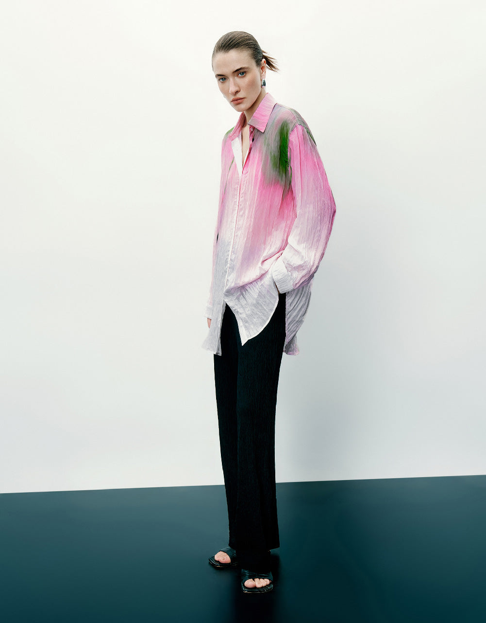 Printed Button Up Lapel Shirt