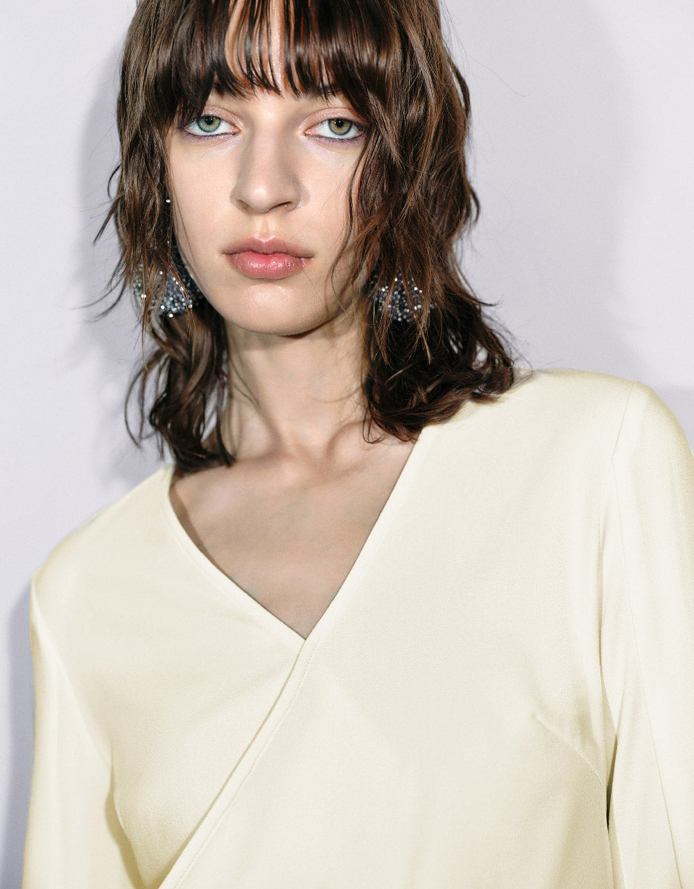 Raglan Sleeve Surplice Neck Shirt