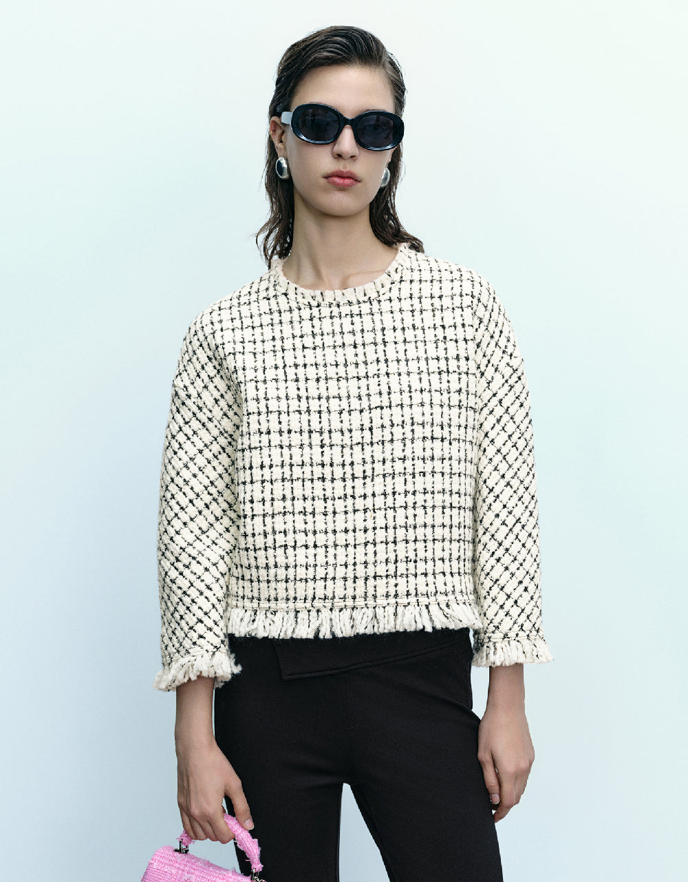 Tweed Raw Hem Overhead Shirt