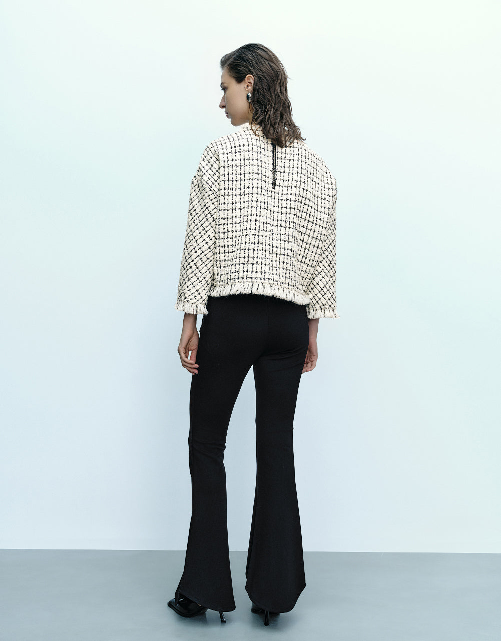 Tweed Raw Hem Overhead Shirt