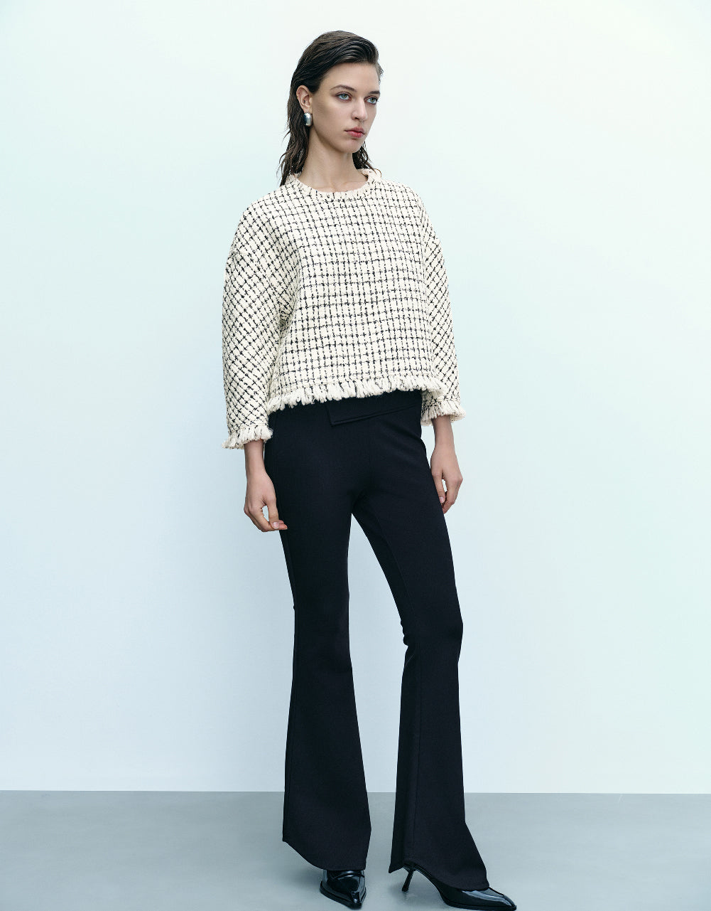 Tweed Raw Hem Overhead Shirt