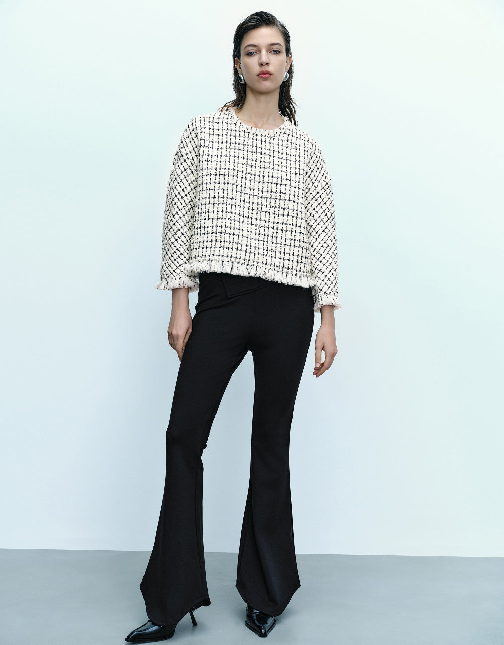 Tweed Raw Hem Overhead Shirt