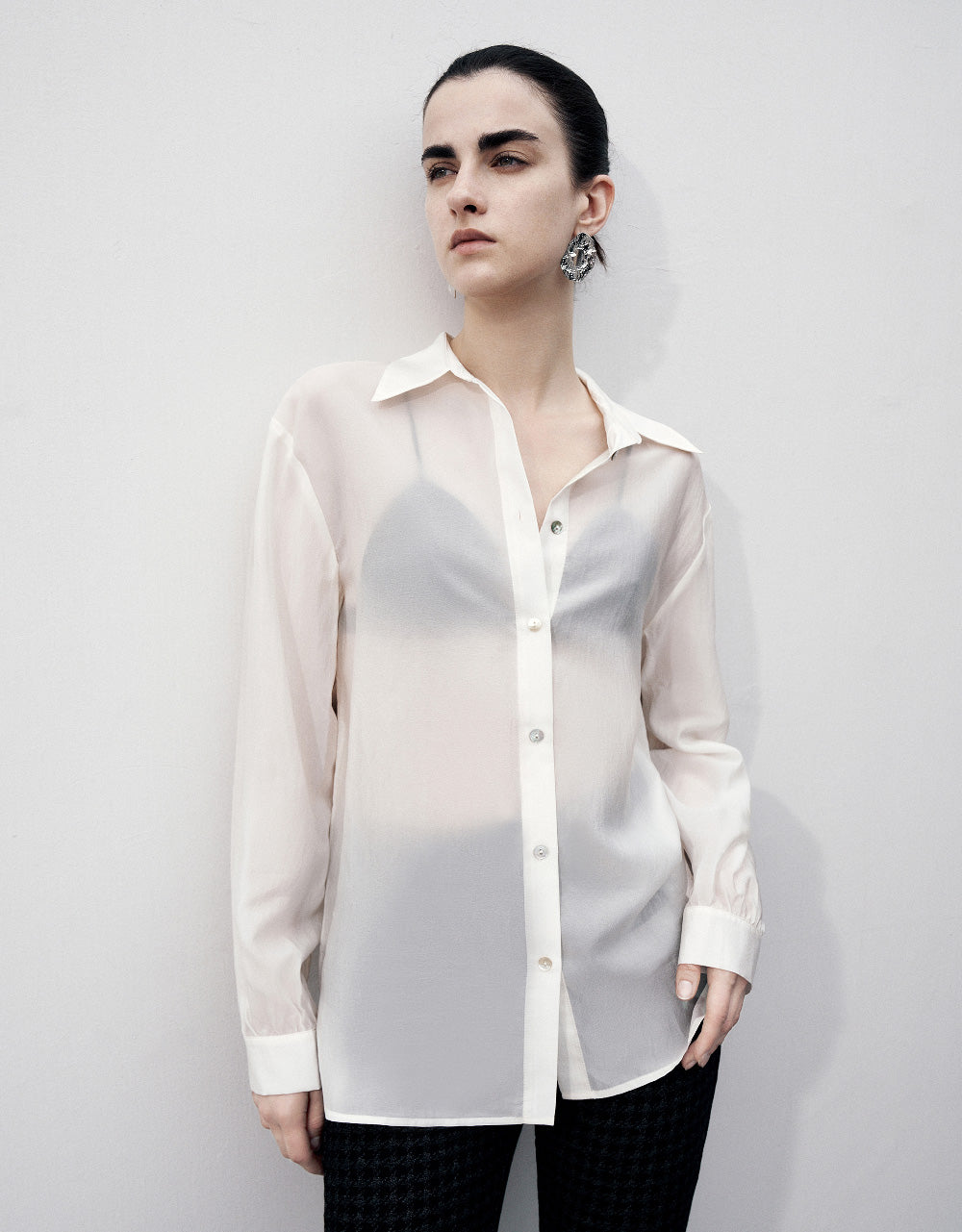 Drop Shoulder Sleeve Lapel Shirt