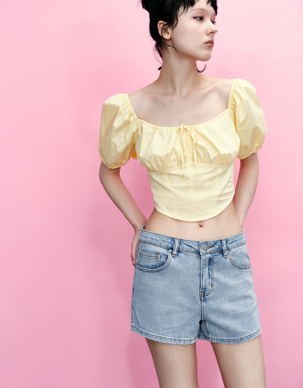 Puff Sleeve Crew Neck Overhead Shirt