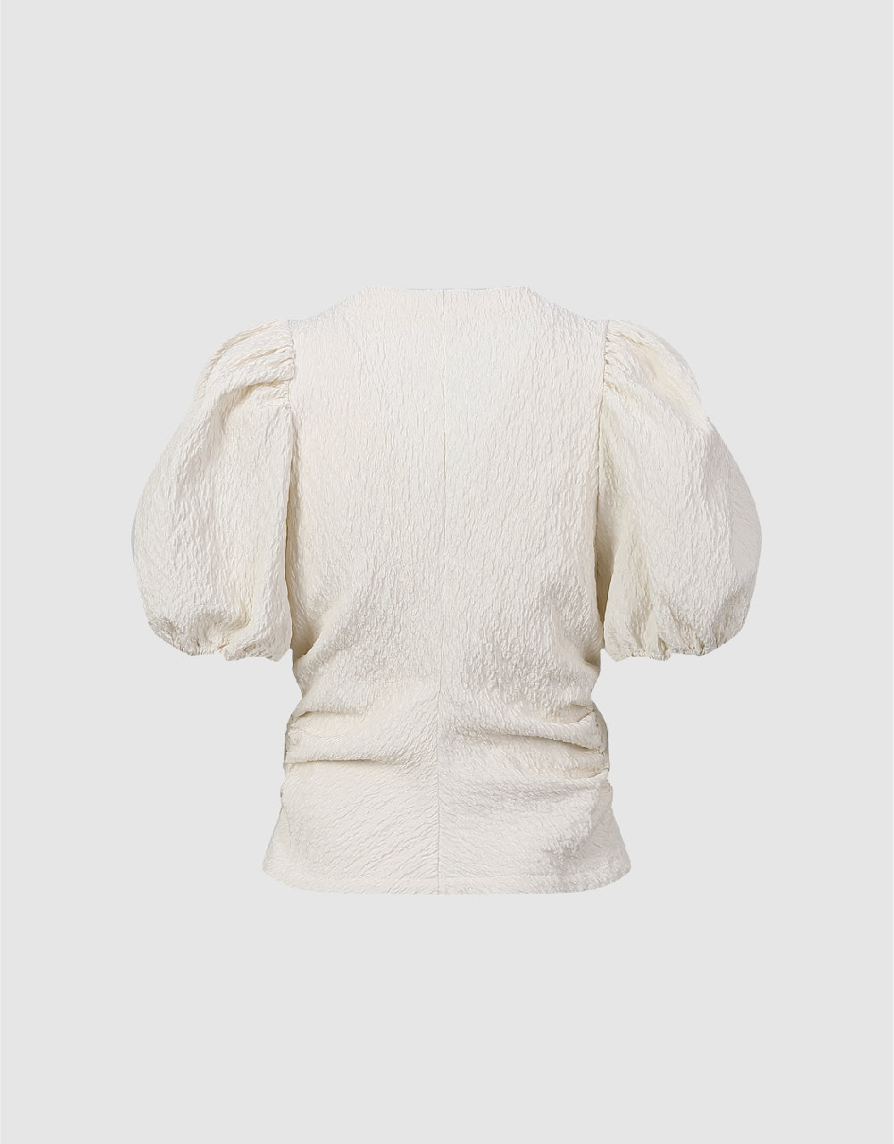Textured Puff Sleeve V-Neck Shirt