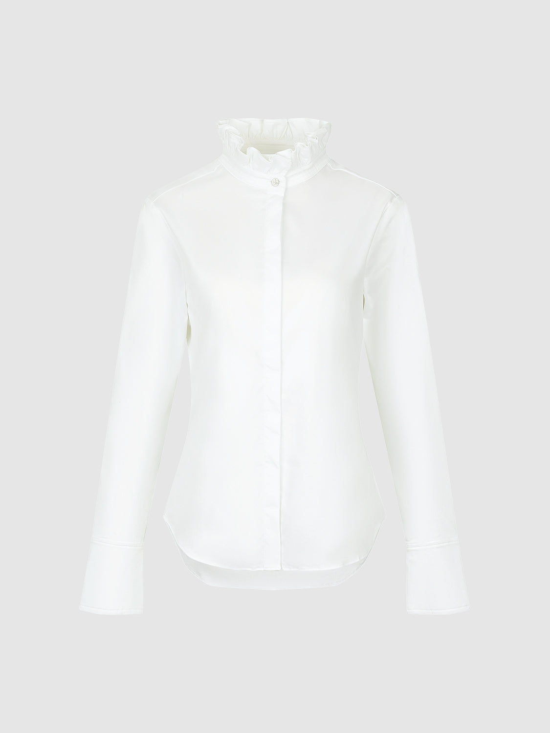 Frill Trim Button Up Straight Shirt