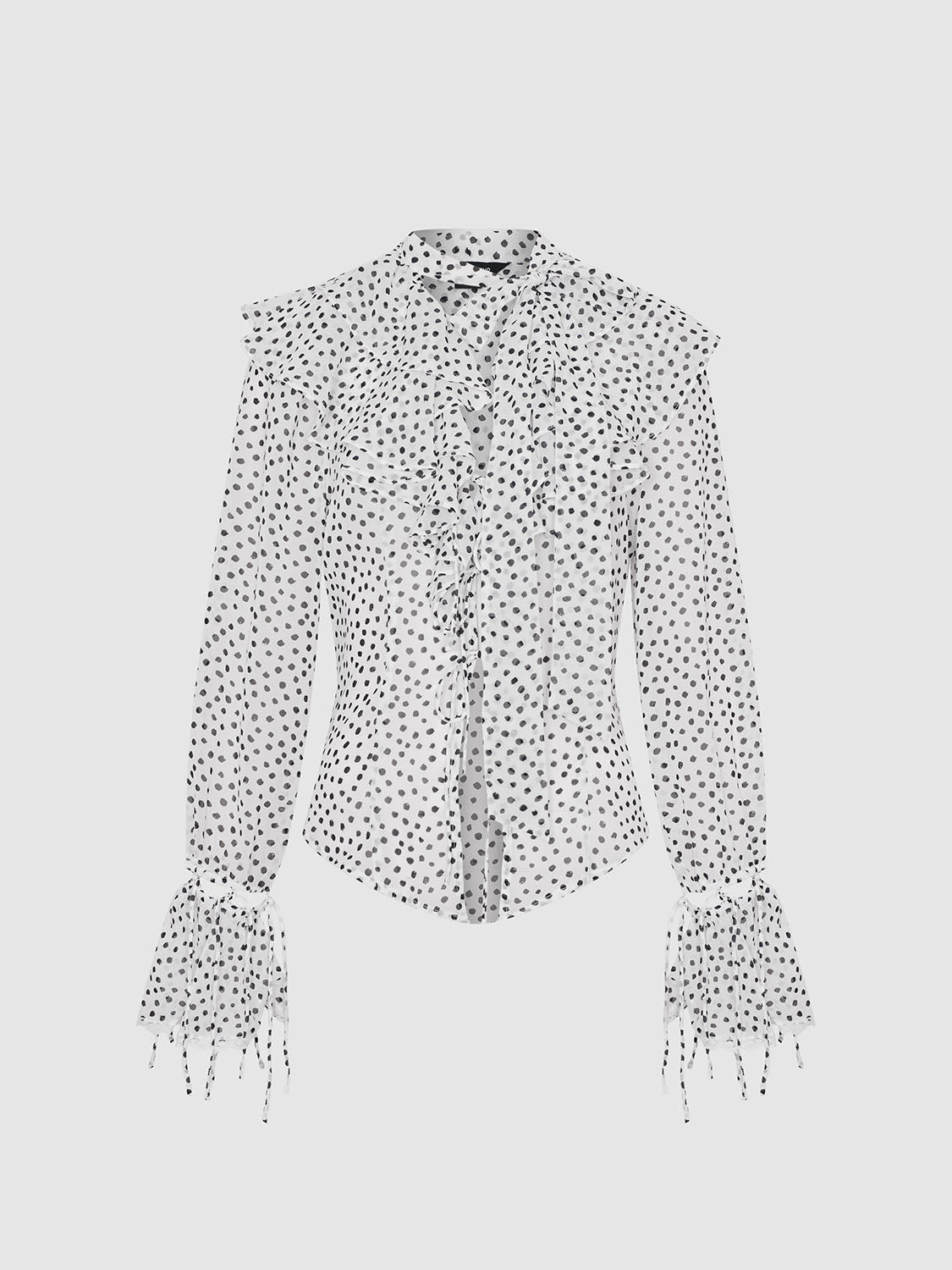 Dotted Ruffle Hem Shirts