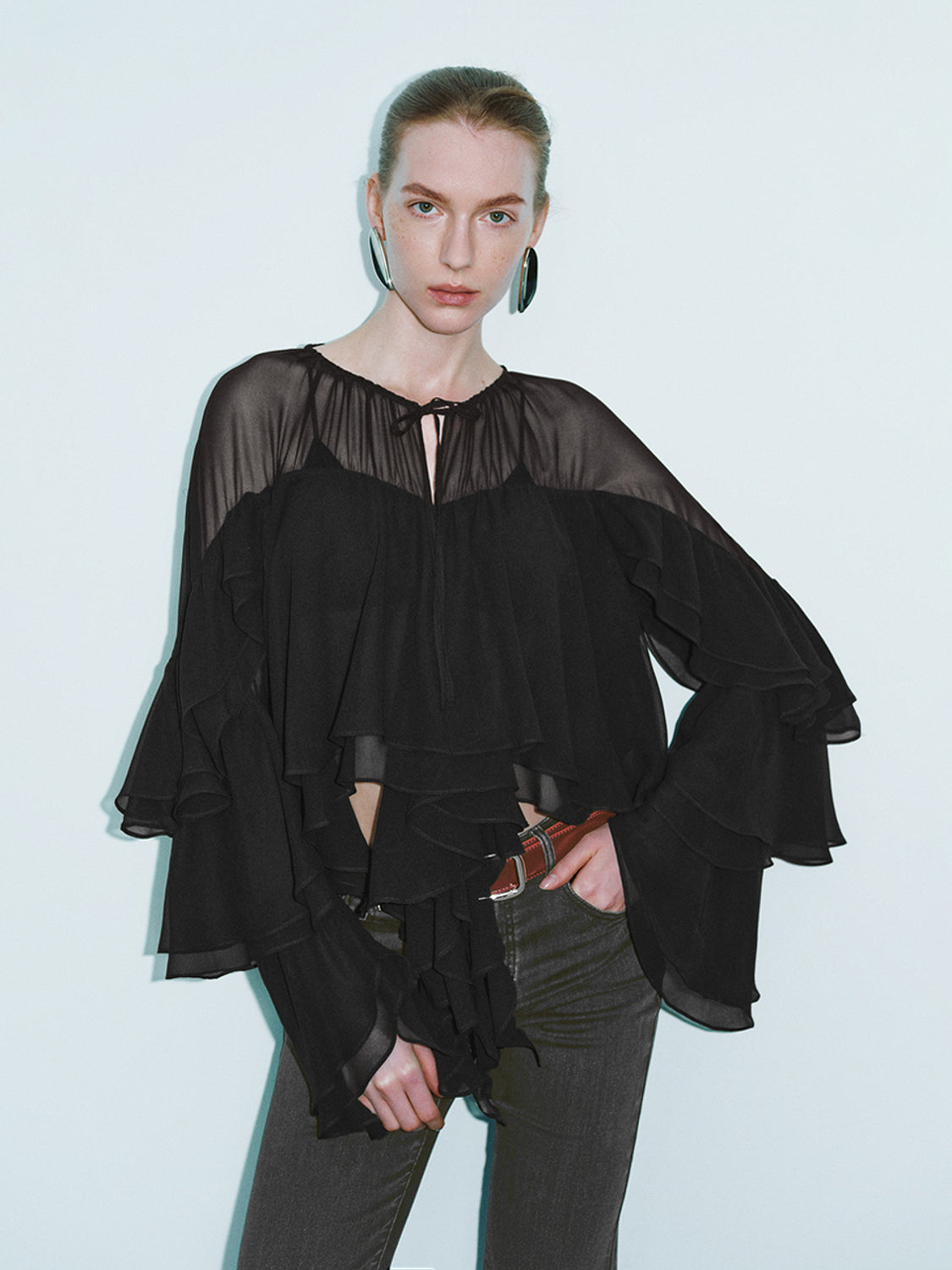 Ruffle Hem Overhead Shirt