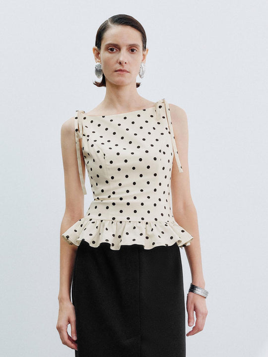 Ruffle Dotted Overhead Blouses