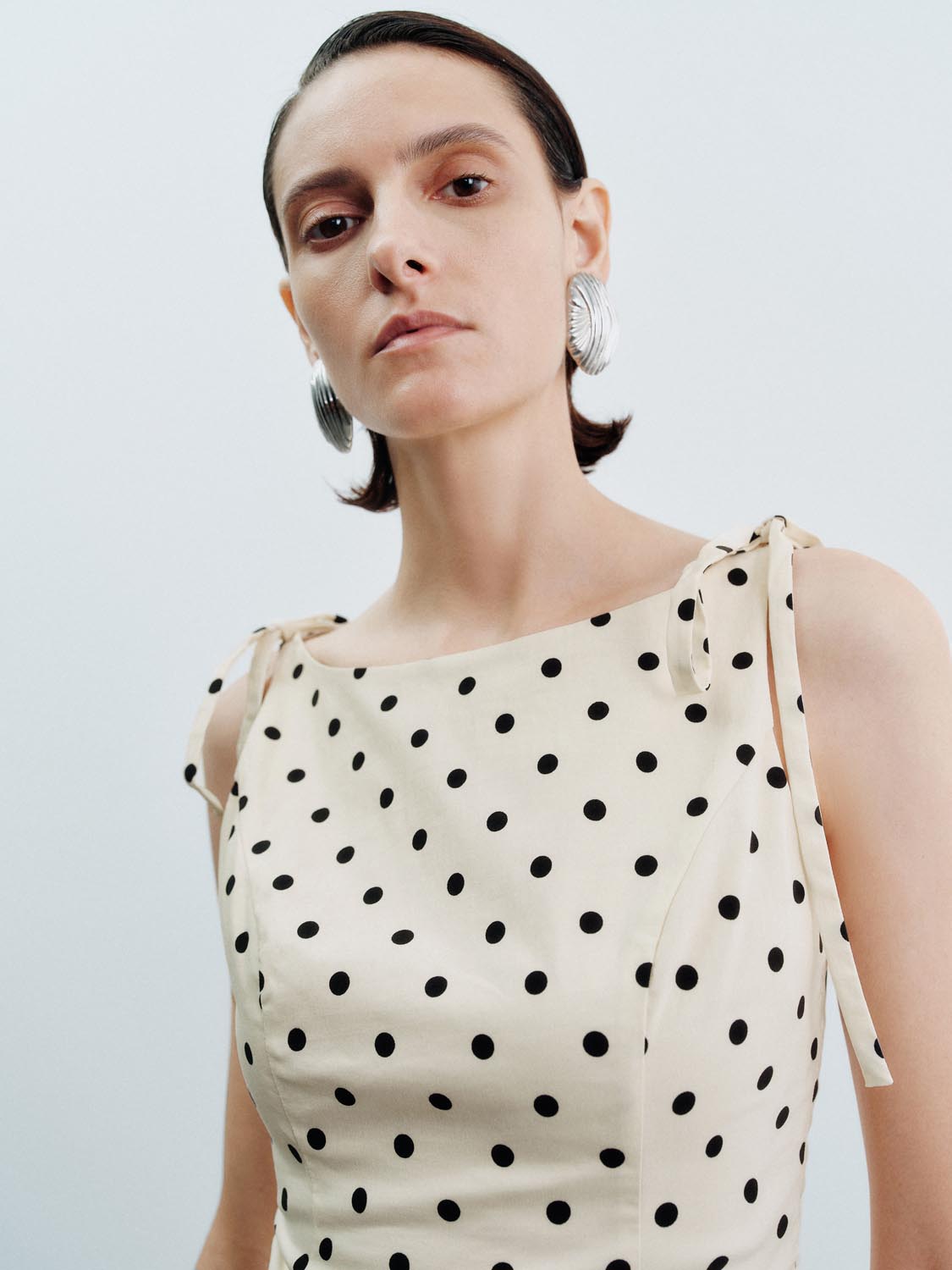 Ruffle Dotted Overhead Blouses