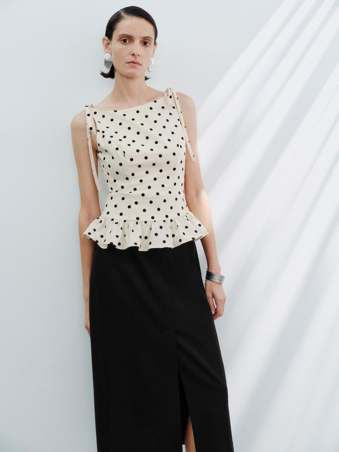 Ruffle Dotted Overhead Blouses