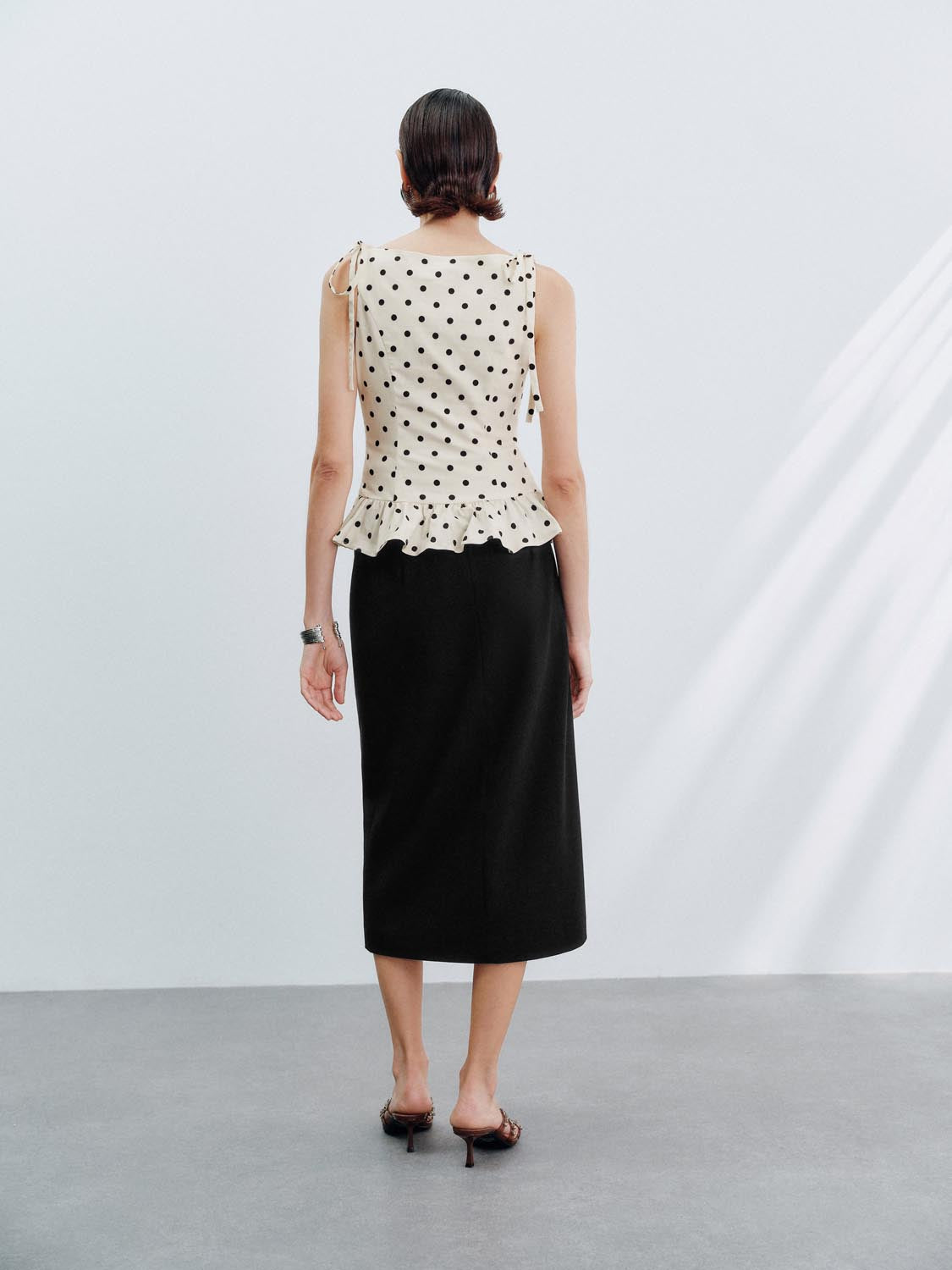 Ruffle Dotted Overhead Blouses