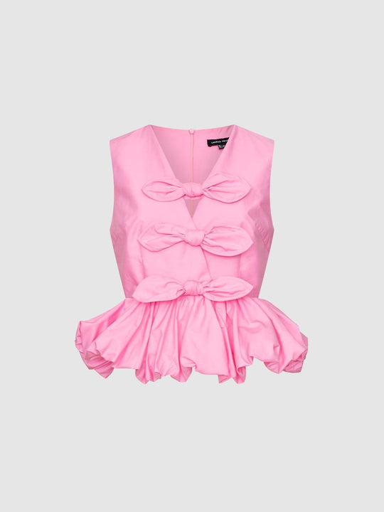 Bow Décor Sleeveless Blouses