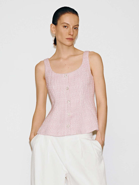 Button Detail Sleeveless Overhead Shirts