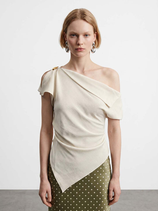 Asymmetric One Shoulder Fitted Plain Overhead Shirts