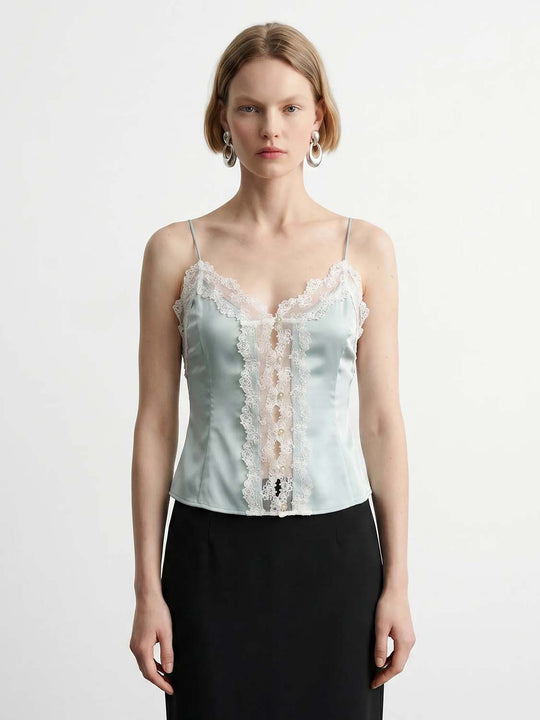 Front Lace Panel Cami Top