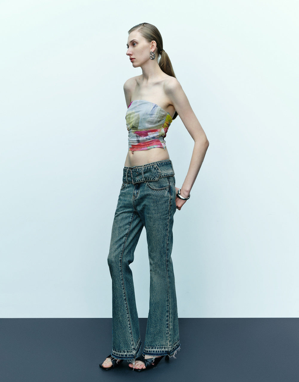 Ruched Printed Skinny Bandeau