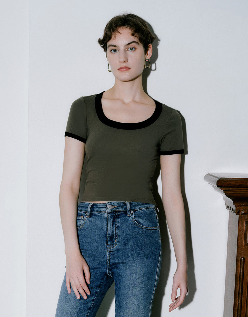 Contrast Crew Neck T-Shirt