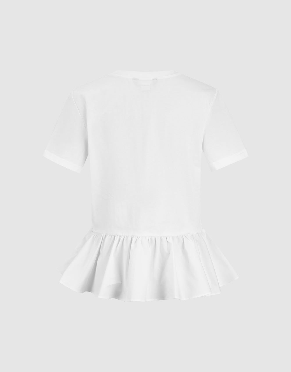Crew Neck Ruffle Hem T-Shirt