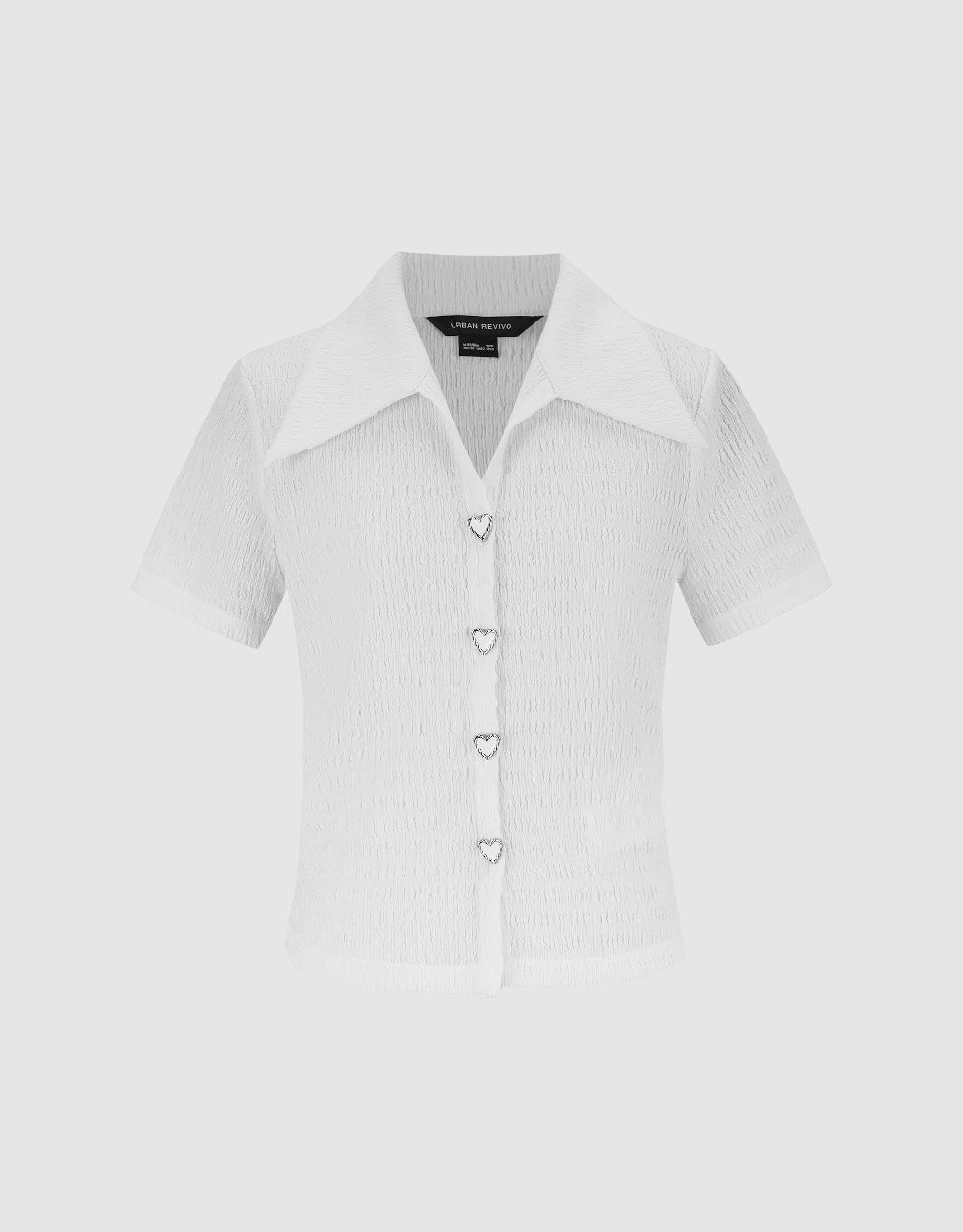 Heart Buttons Decor Shirred T-Shirt