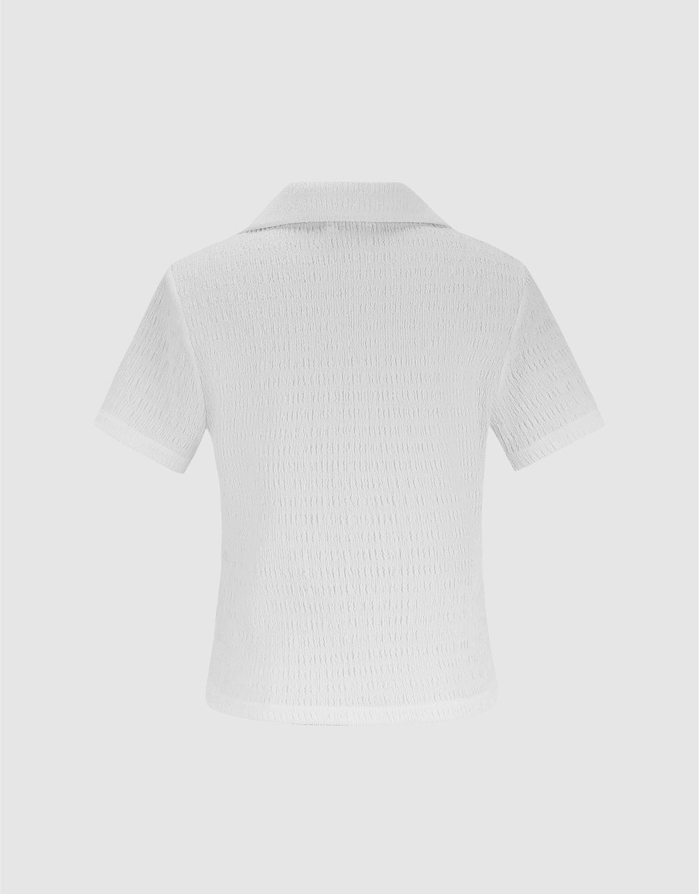 Heart Buttons Decor Shirred T-Shirt