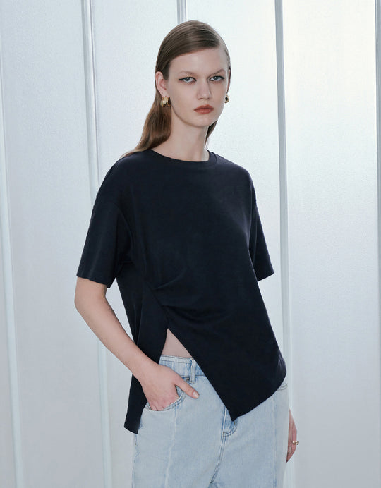 Asymmetric Crew Neck Regular T-Shirt