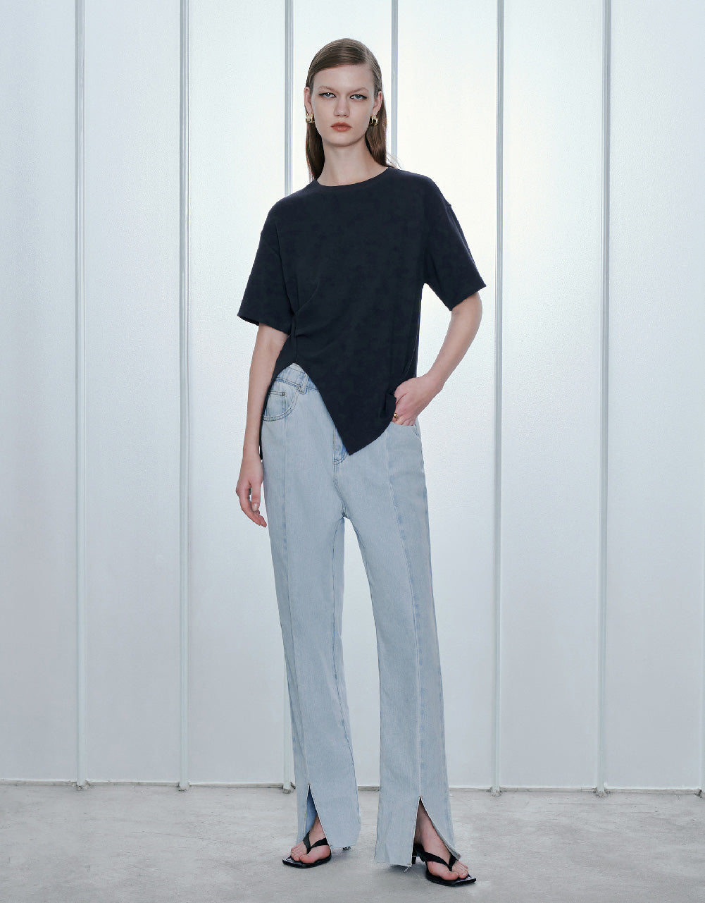 Asymmetric Crew Neck Regular T-Shirt