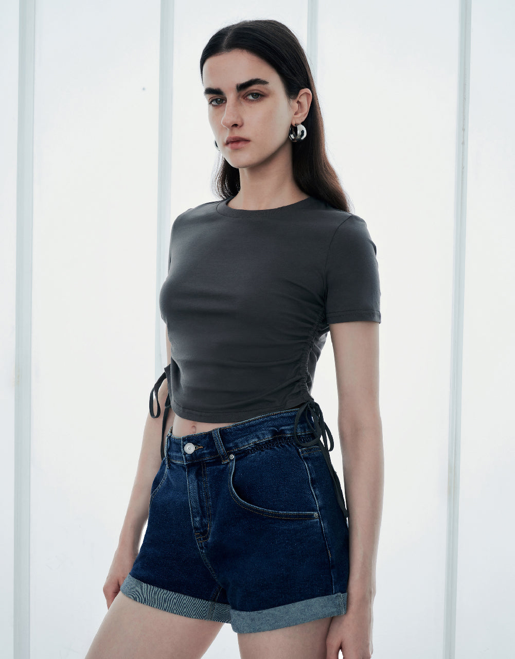 Lace Up Side Skinny T-Shirt