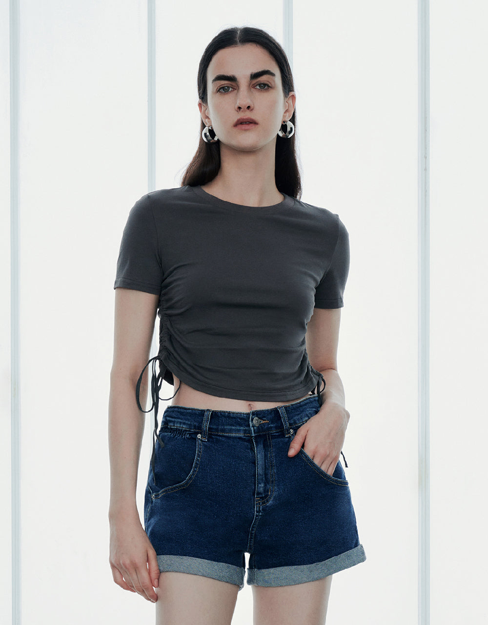 Lace Up Side Skinny T-Shirt