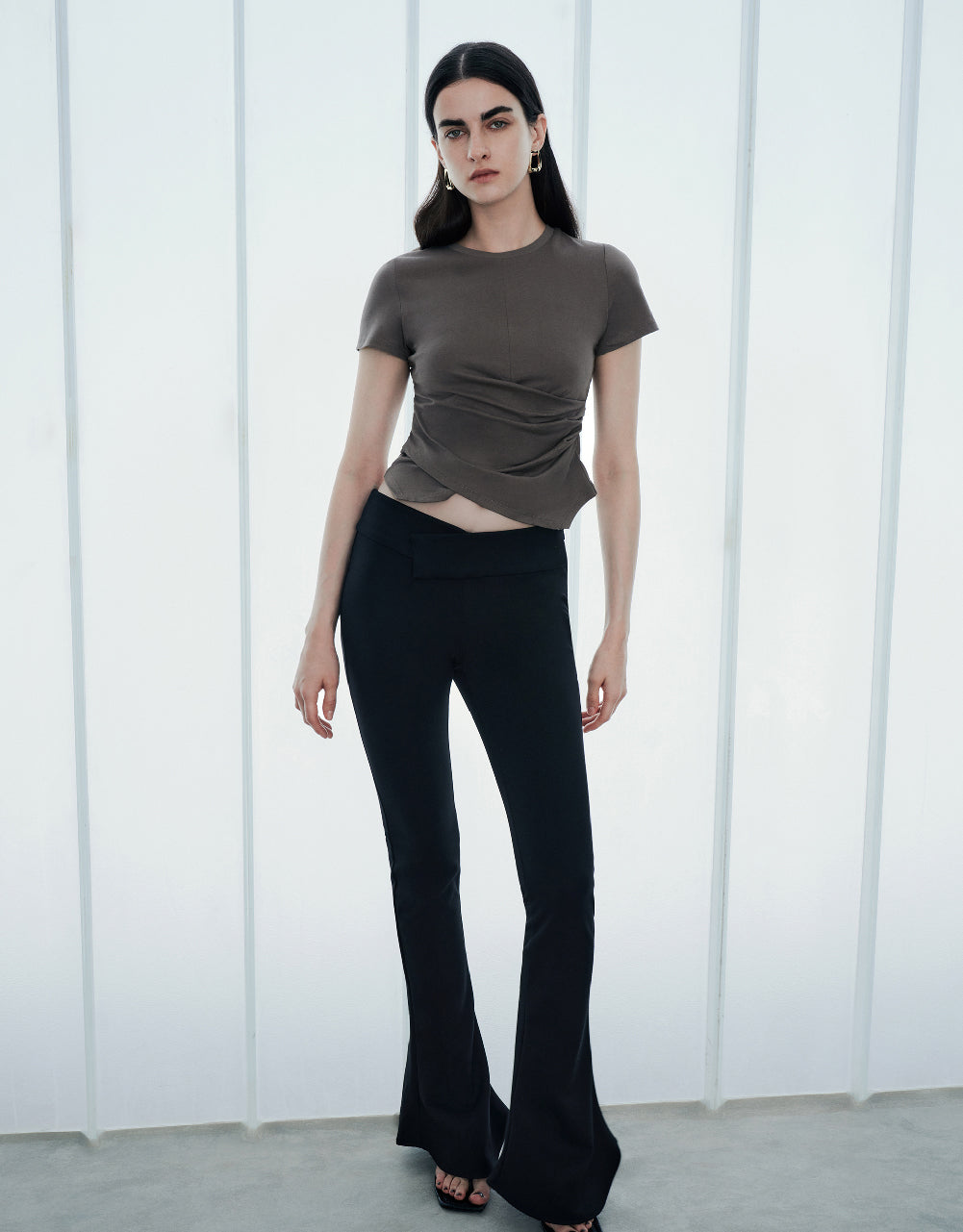Wrap Crew Neck Skinny T-Shirt