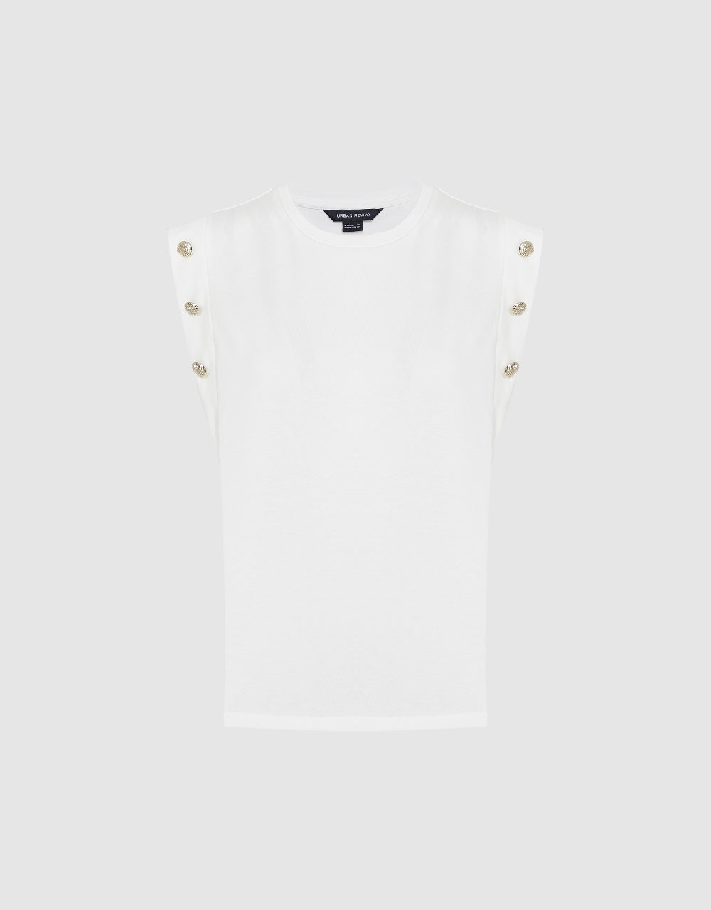 Button Décor Crew Neck T-Shirt