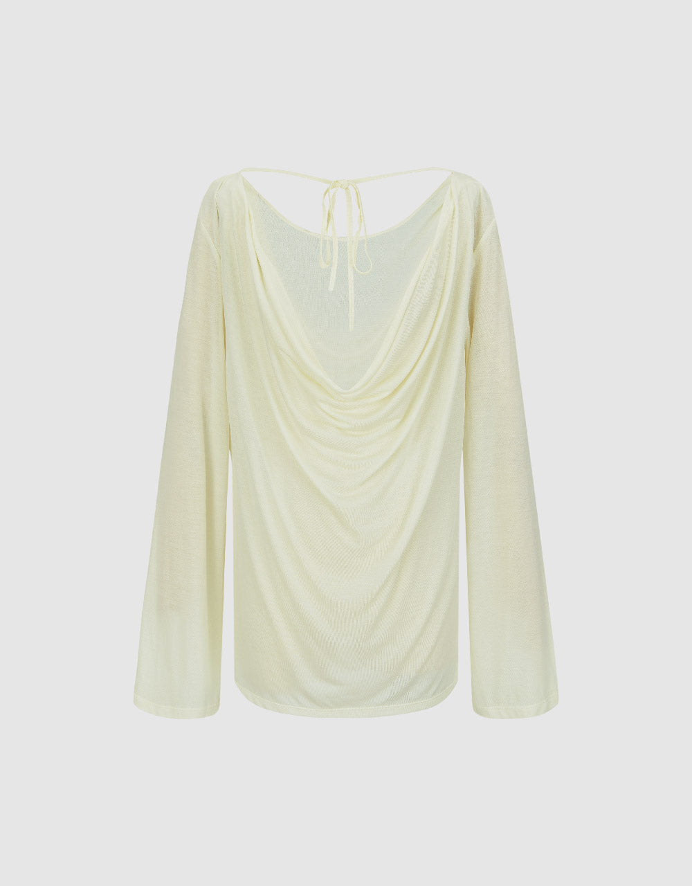 Cowl Neck Tie Front Straight T-Shirt