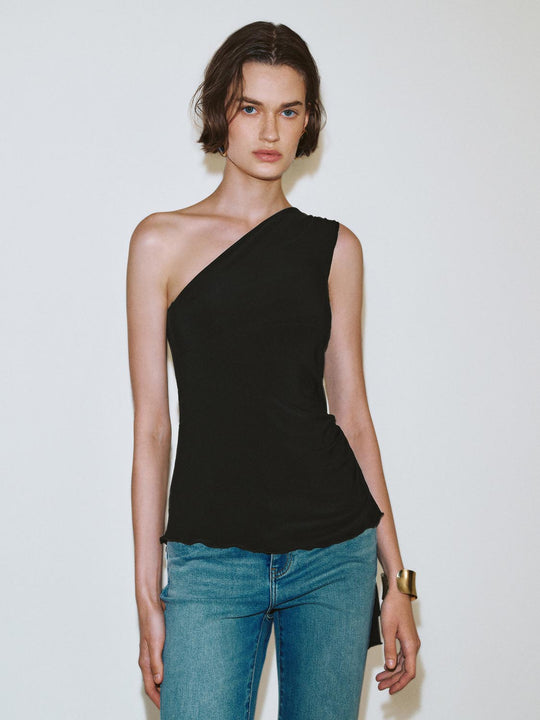 One Shoulder Sleeveless Tank Tops