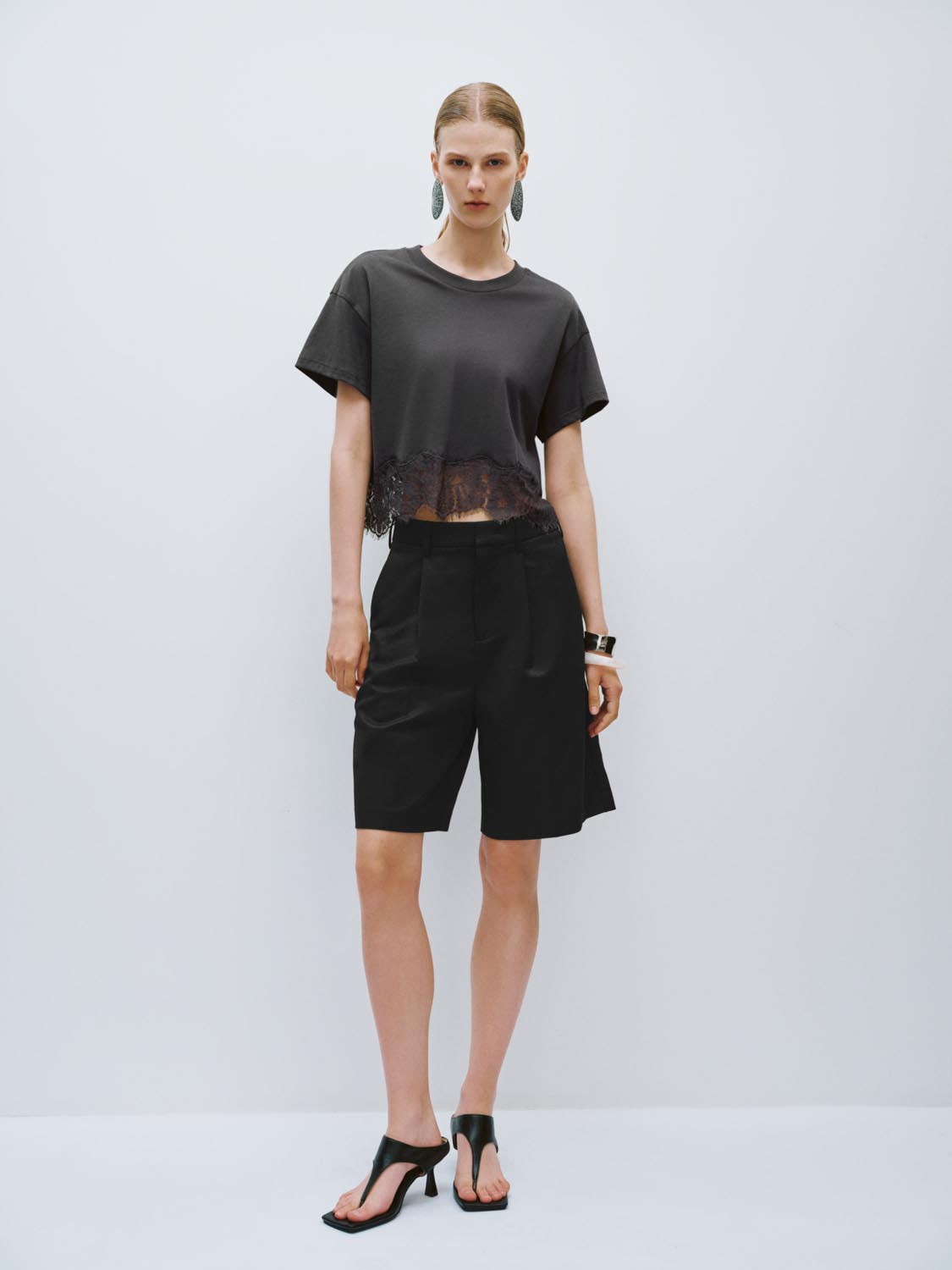 Lace Hem Short Sleeve T-Shirts