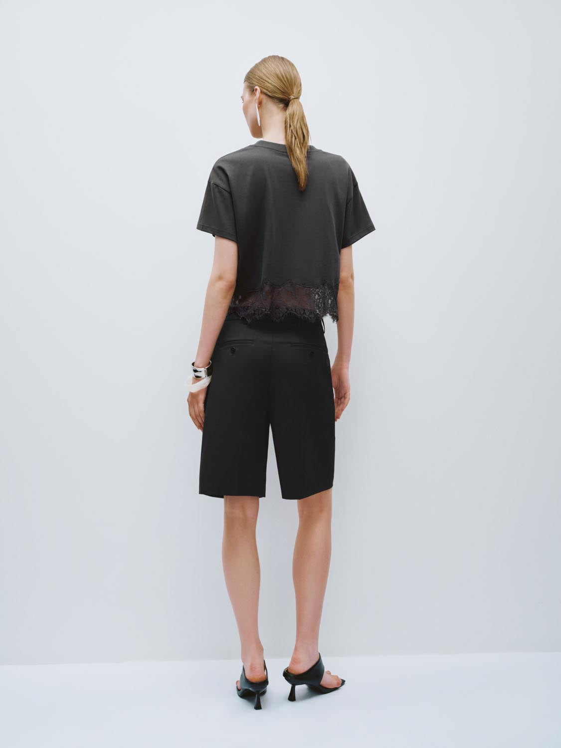 Lace Hem Short Sleeve T-Shirts
