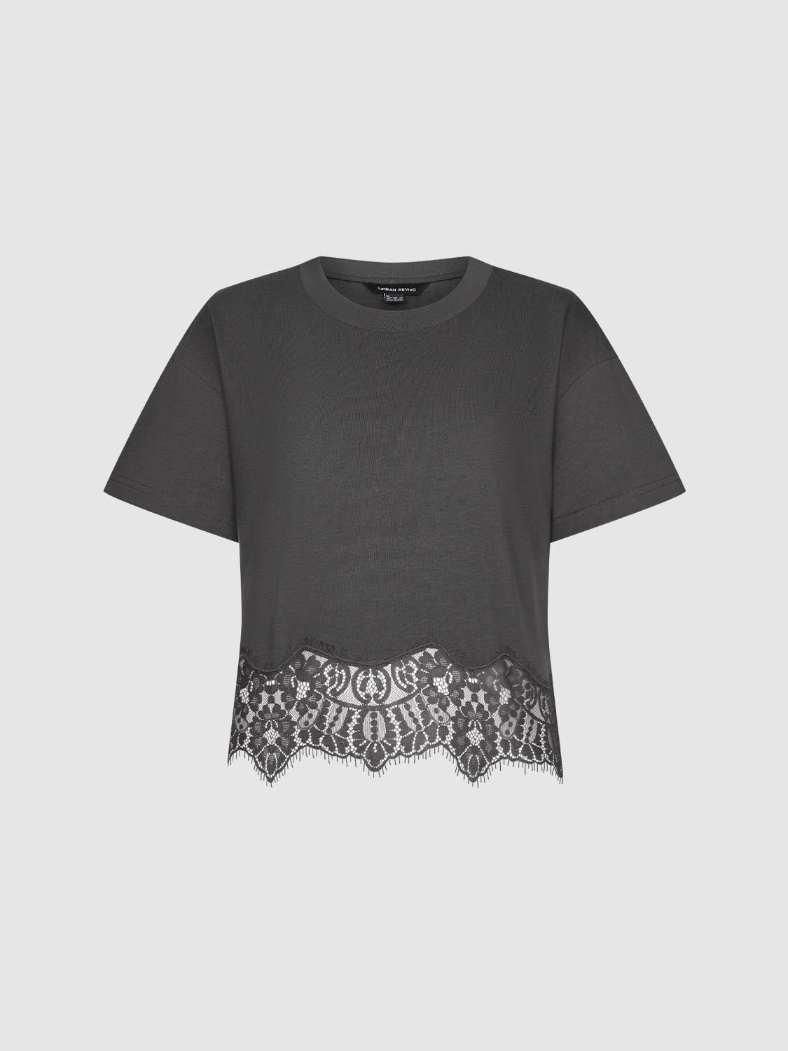 Lace Hem Short Sleeve T-Shirts