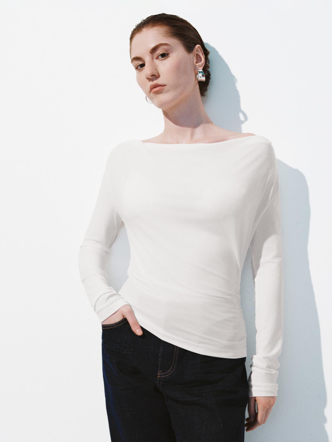 Ruched Long Sleeve T-Shirts