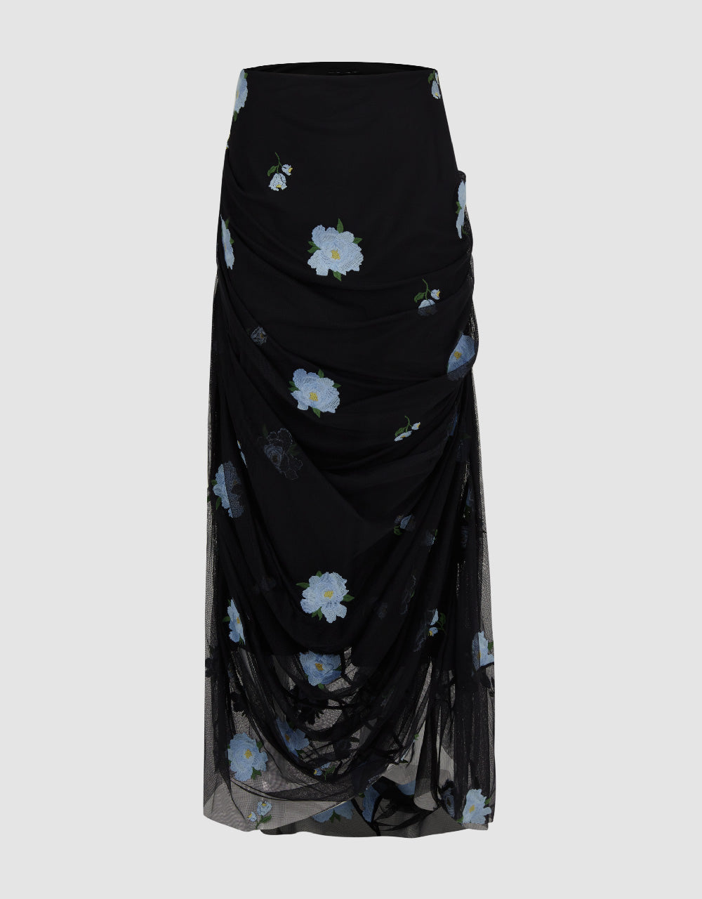 [UR × Caroline Hu] Ruched Flower Printed Wrapped Skirt