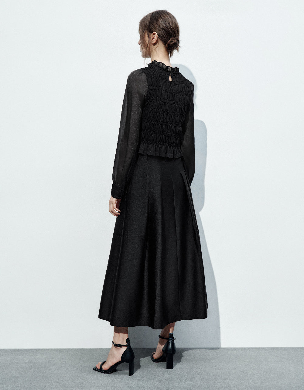 Pleated Midi A-Line Skirt