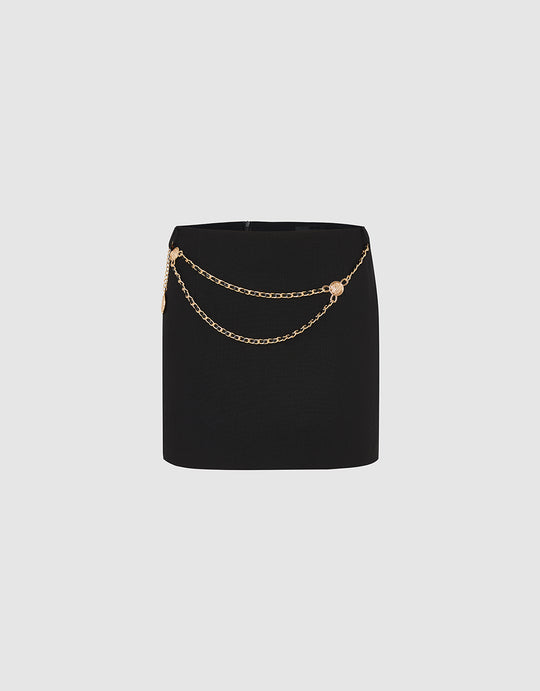 Mini Straight Skirt With Chain
