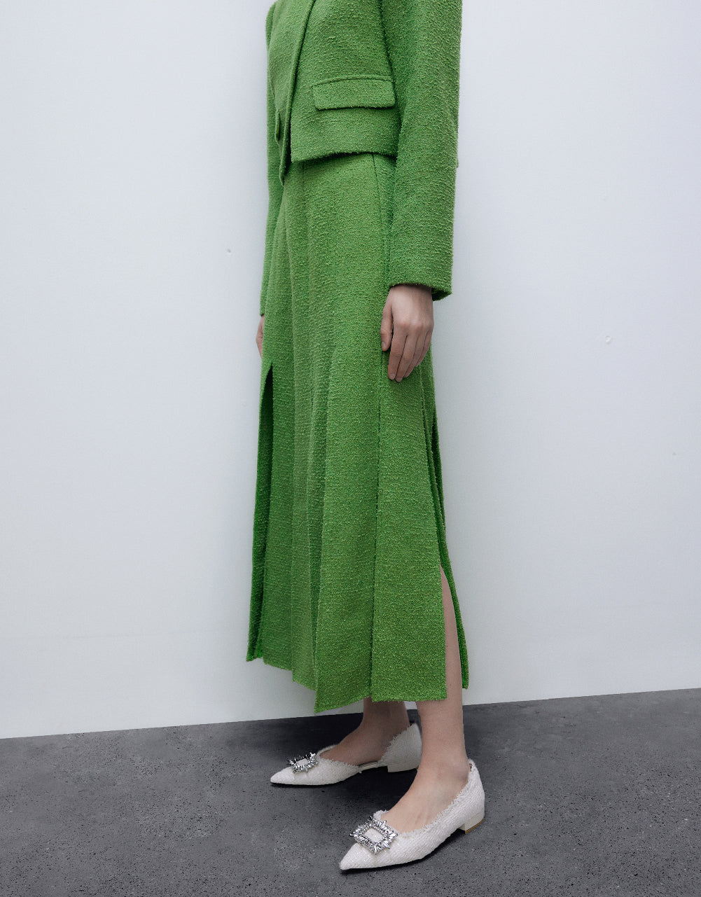 Pleated Midi A-Line Skirt