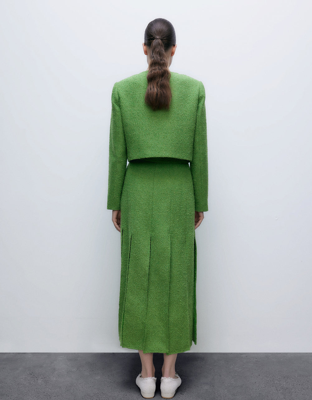 Pleated Midi A-Line Skirt