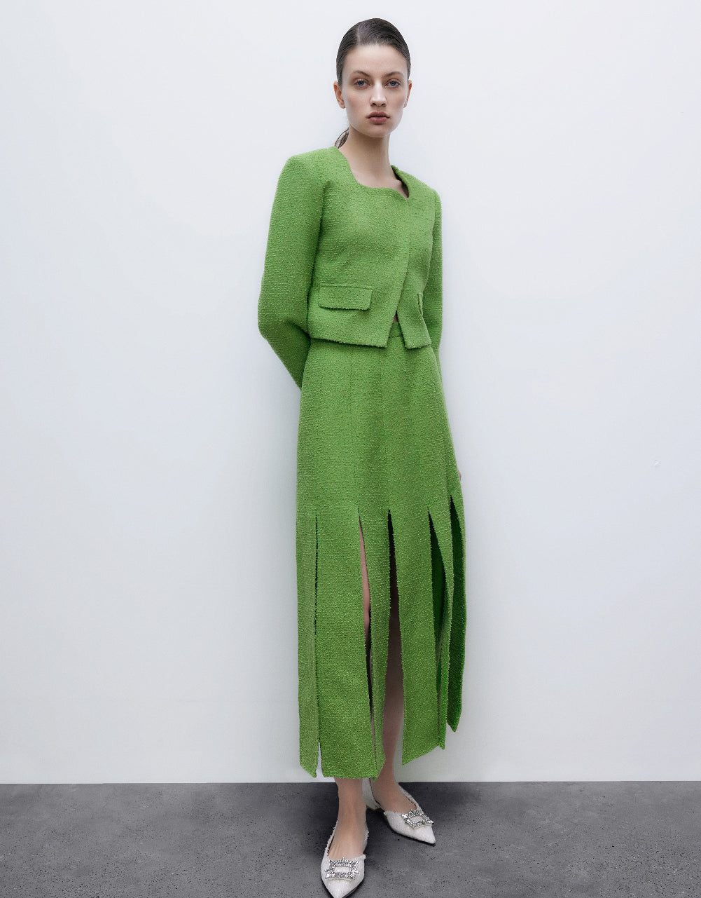 Pleated Midi A-Line Skirt