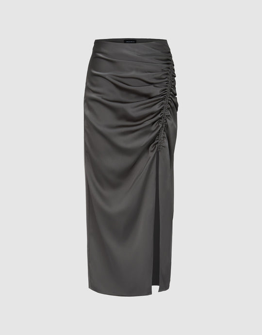 Drawstring Ruched Straight Skirt