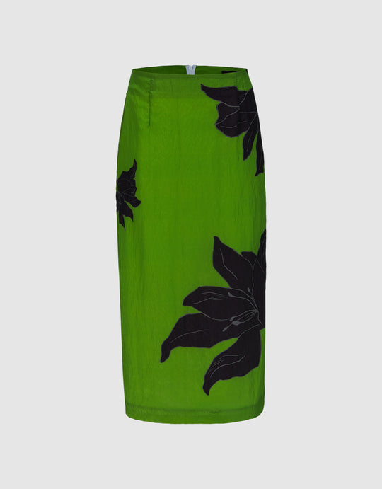 Flower Printed Straight Maxi Skirt
