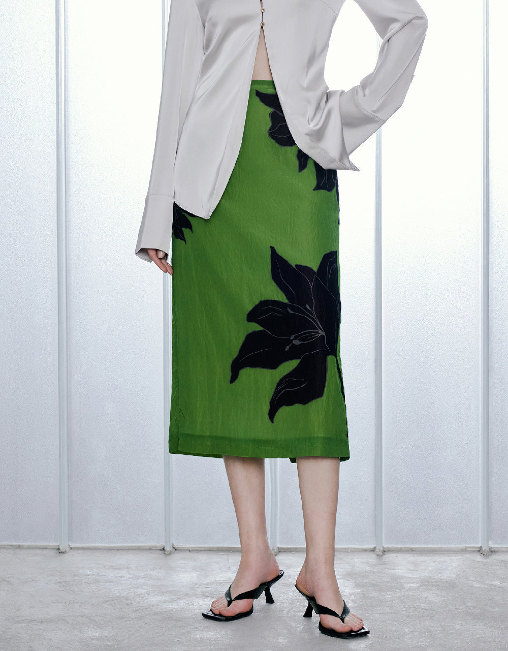 Flower Printed Straight Maxi Skirt