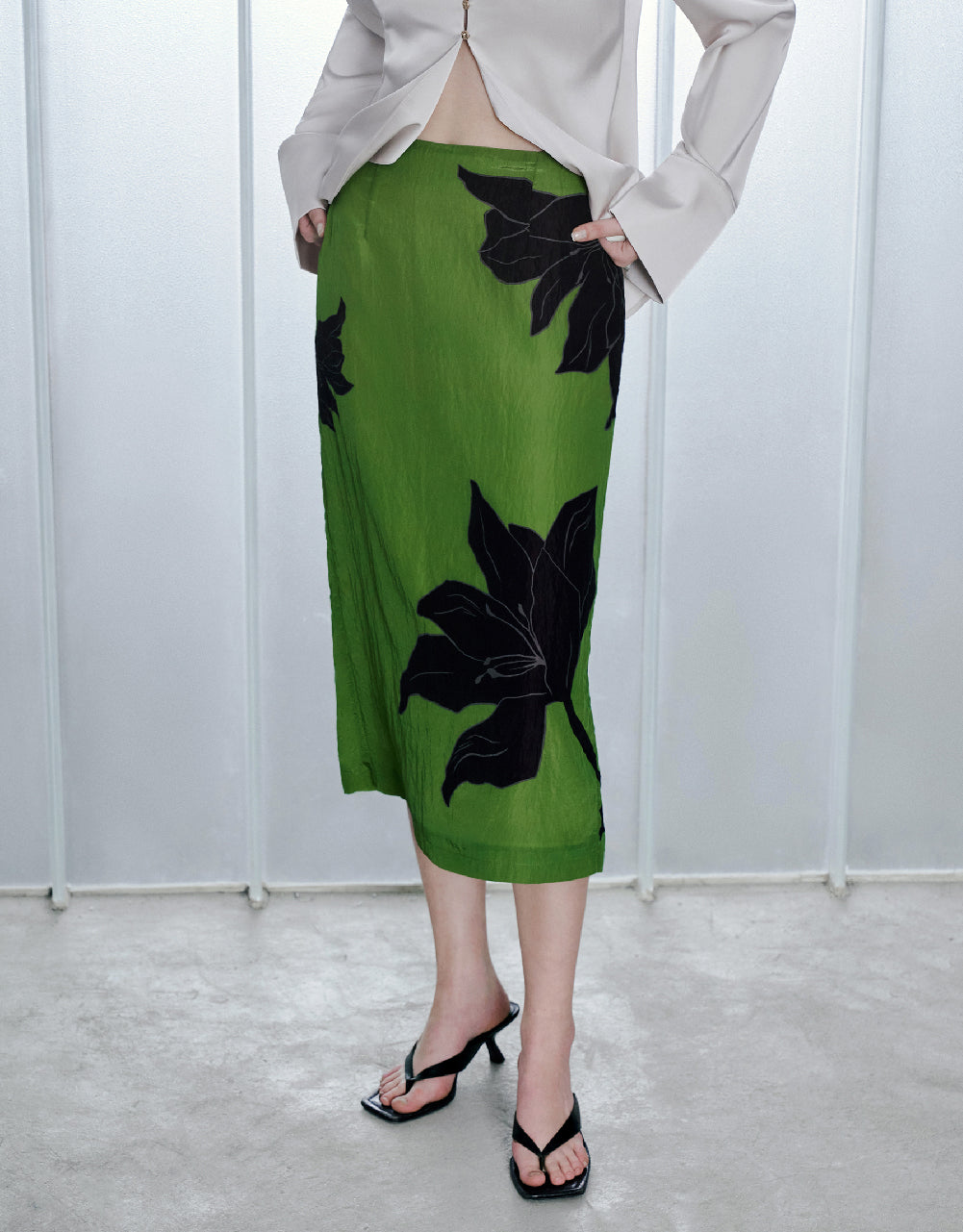 Flower Printed Straight Maxi Skirt