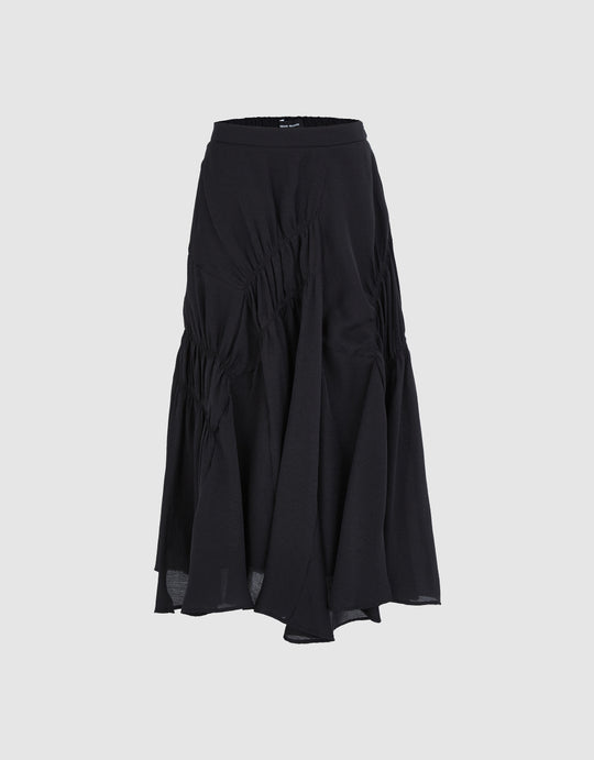Elastic Waist Midi A-Line Skirt